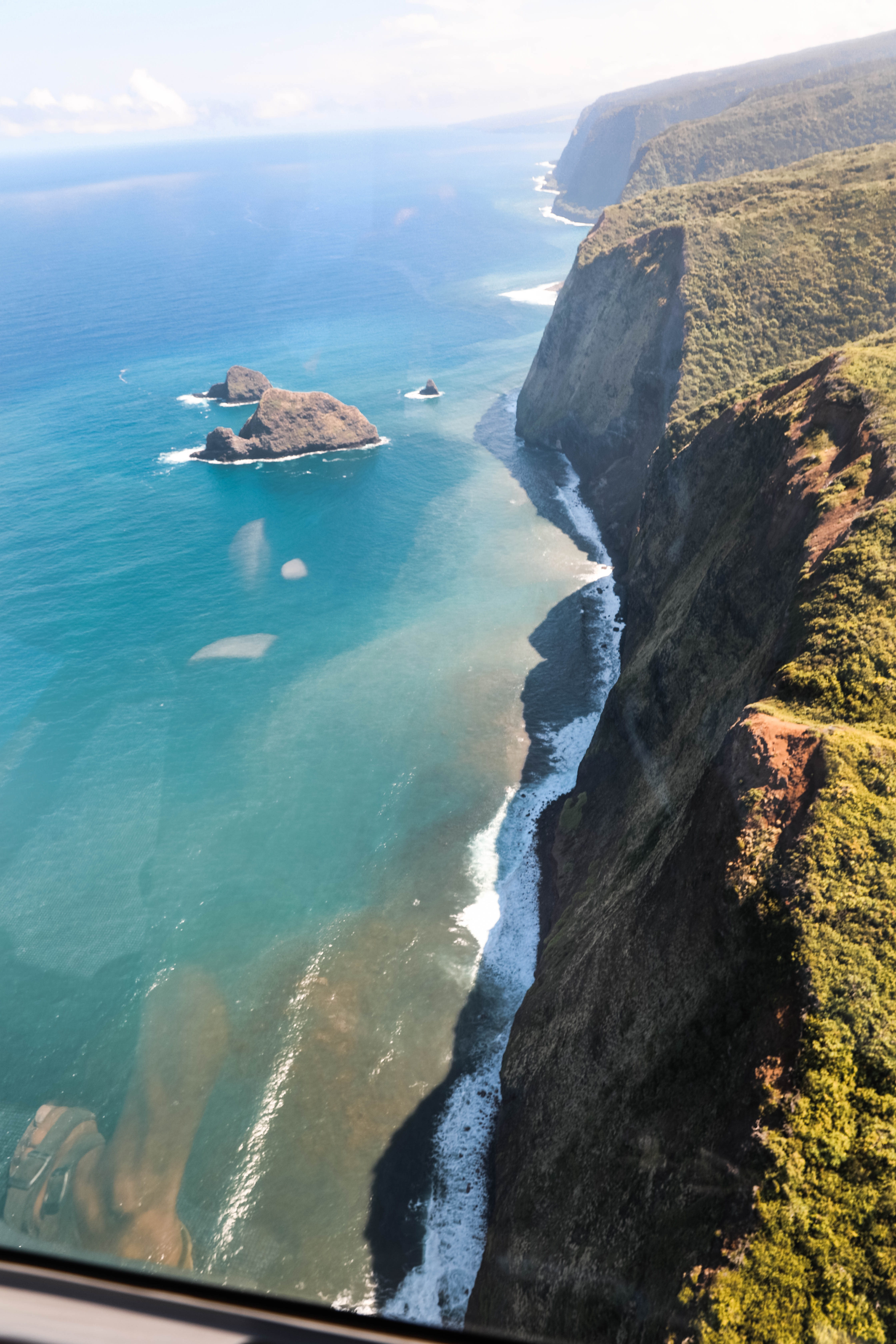 aerial view of Kona and ocean from helicopter tour