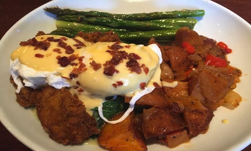 Fried oysters over Sambuca-creamed spinach and poached eggs at Dantanna's.