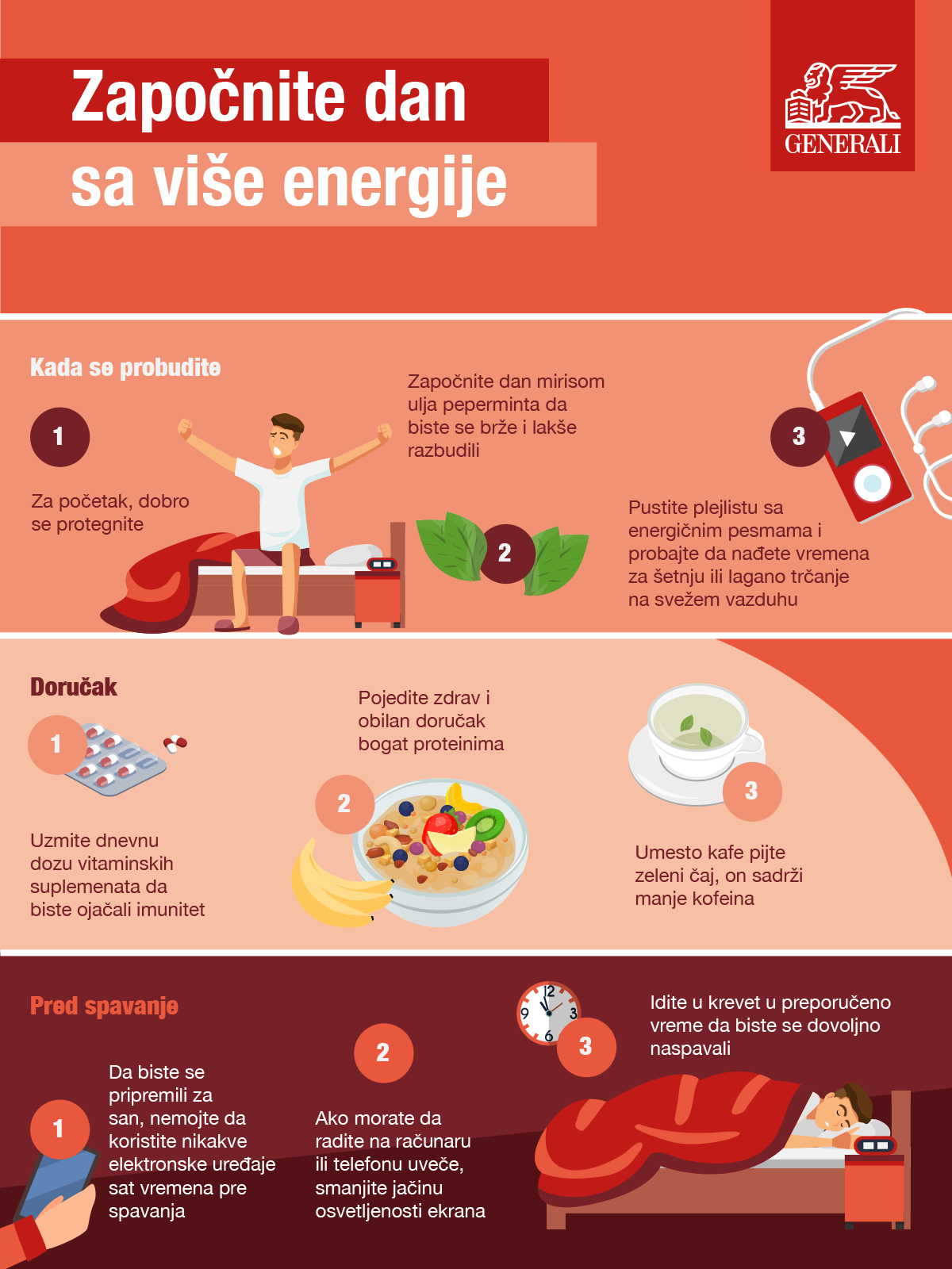 Infografik - Saveti za započinjanje dana sa više energije