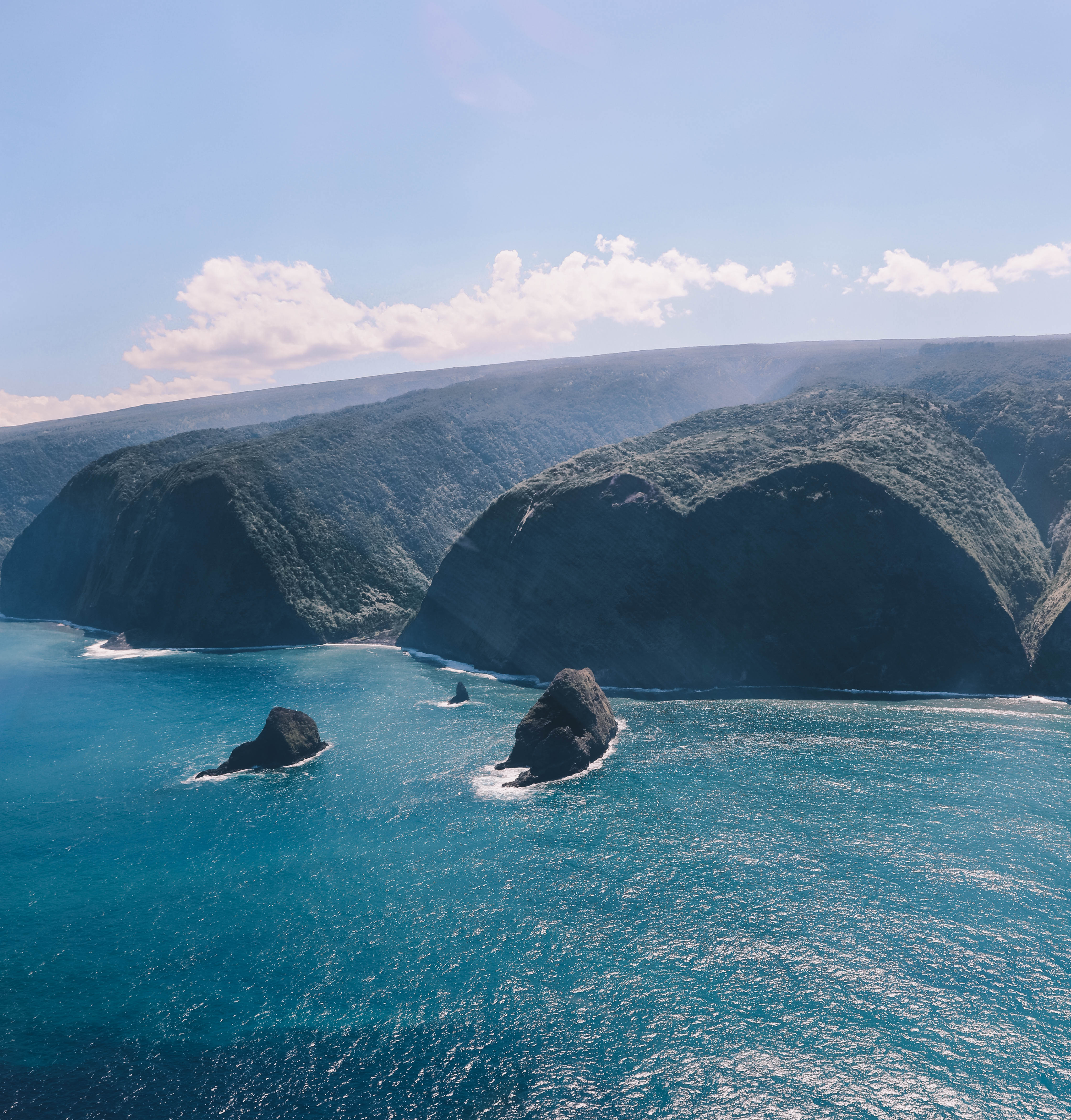 aerial view of Kona from helicopter tour